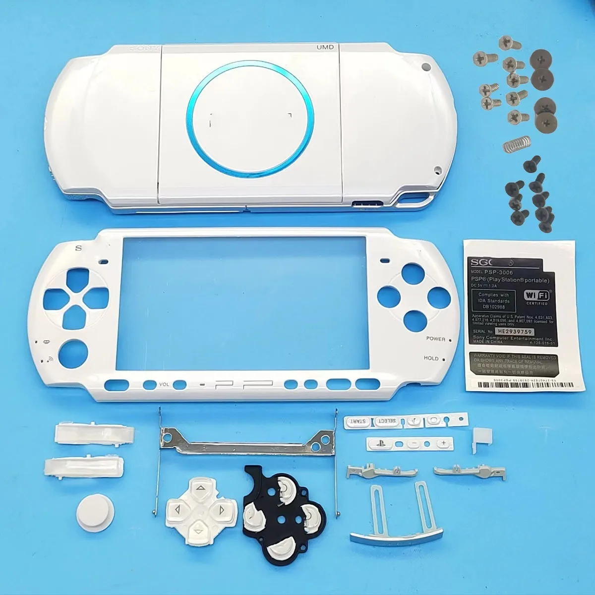 Carcasa de repuesto para juegos Retro DIY, carcasa para consola de juegos PSP3000 PSP 3000, cubierta frontal con Kit de botones, etiqueta de tornillos