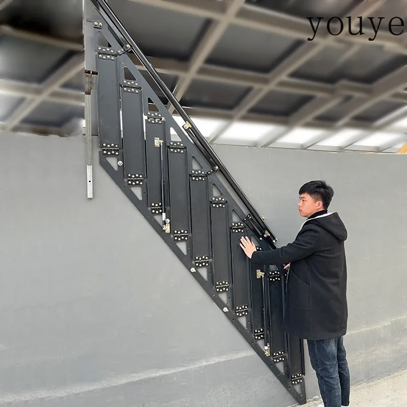 

Folding stairs loft duplex floor loft indoor small apartment home outdoor custom iron stairs