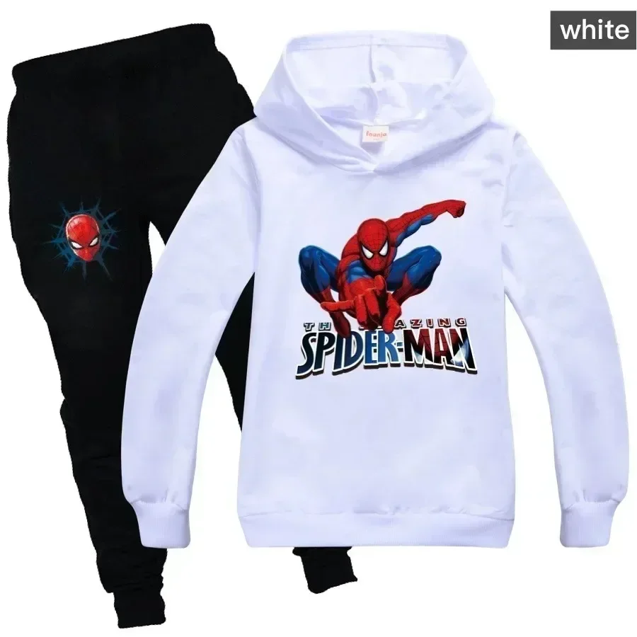 Marvel Spider Man  Kids  Boy Girl Hoodies Pants Suit Cartoon Spiderman Print Children\'s Clothing Set Sweatshirts Casual