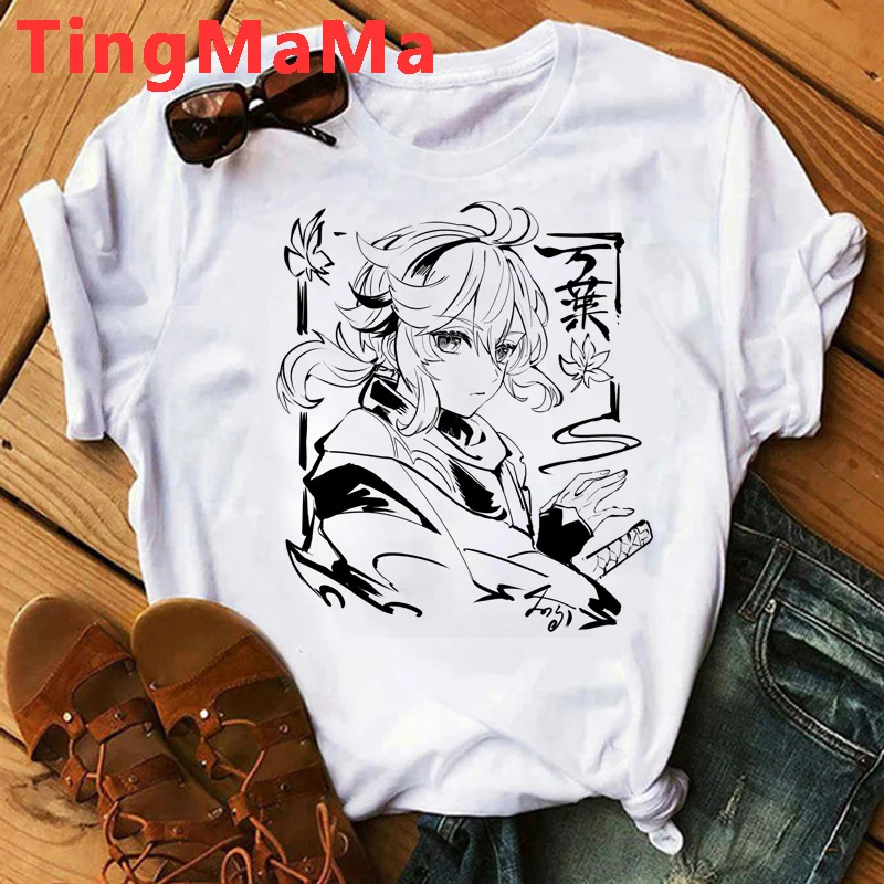 Genshin Impact Hu Tao Xiao Kaedehara Kazuha top tees male white t shirt vintage graphic tees women tshirt  harajuku