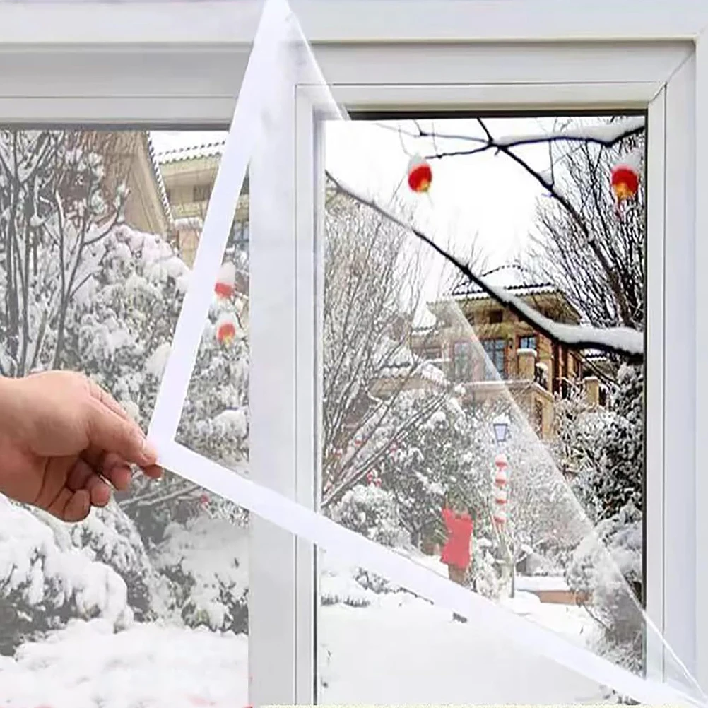

Window Insulation Kit Clear PVC Film Winter Thermal Covers Seal Strips Fits All Windows Sliding Basement Aluminum Frames