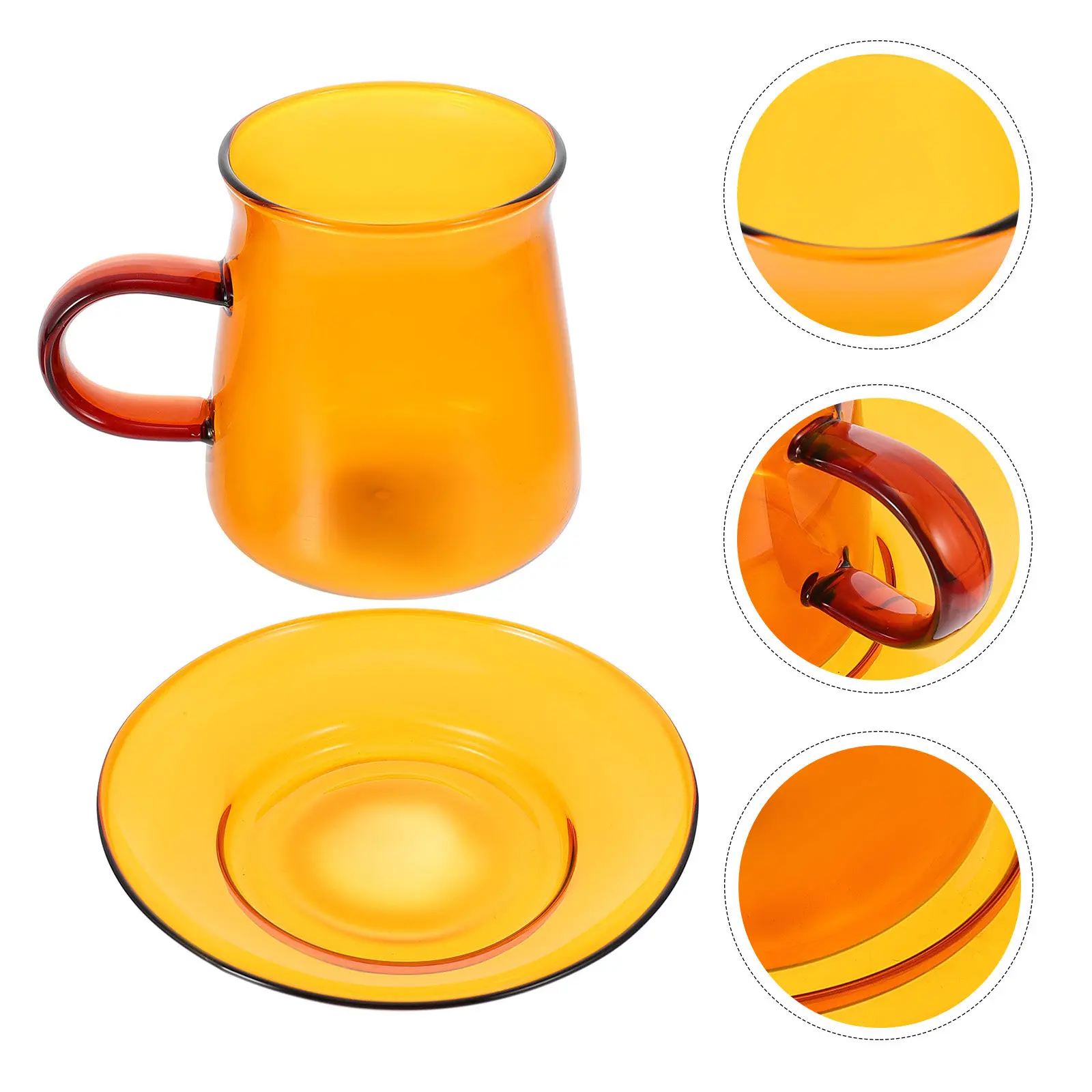 1Set Glass Coffee Cup and Saucer Set Premium Clear Drinking Cup for Hot Cold Beverages Home Bakery Hotel Restaurant Afternoon view 2