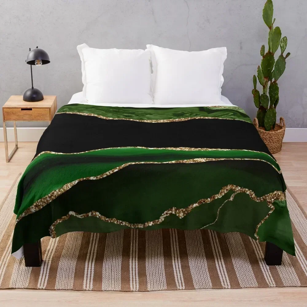 

Emerald Green Faux Malachite Marble Throw Blanket warm for winter Hair sofa bed Cute Blankets
