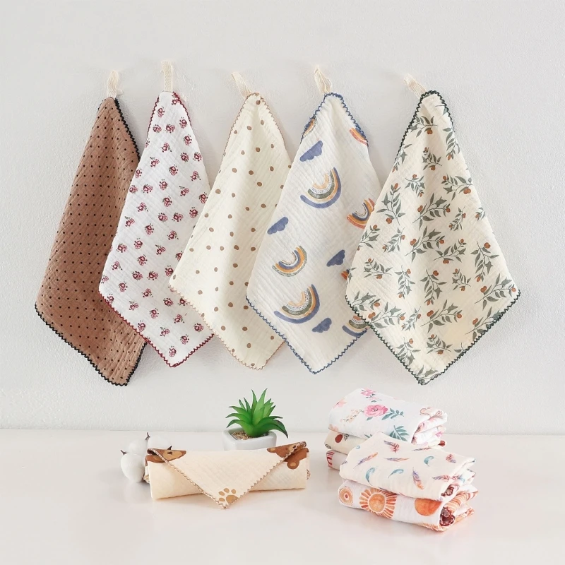 Gant toilette en mousseline pour nouveau-né, lingettes super douces absorbantes pour bébé, chiffons à roter serviette