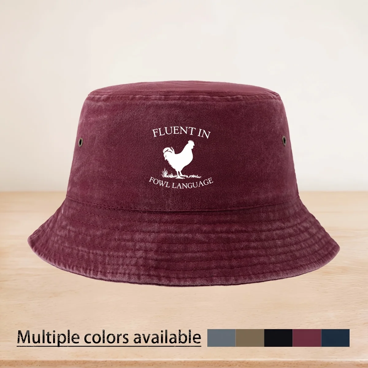 High Quality Fisherman Hat with Rooster Silhouette English Slogan Pattern Casual Style Fishing Hat Durable Trucker Driver Fisher