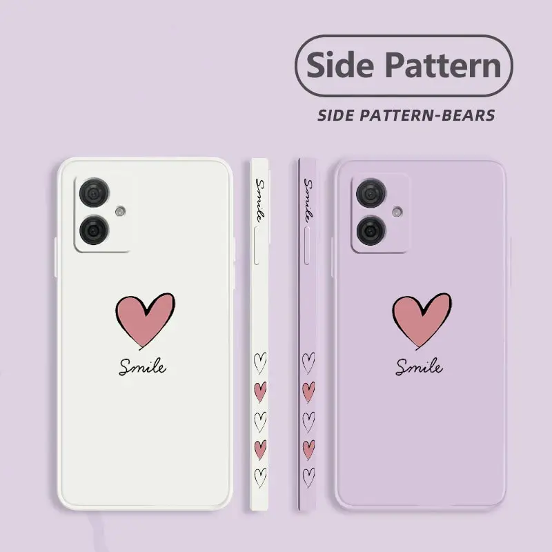 G54 Pink Heart Silicone Phone Case For Motorola Moto G54 G53 G42 G20 G84 G34 G52 G50 G22 G24 G14 G30 G8 G8Play G9 G9Plus Cover