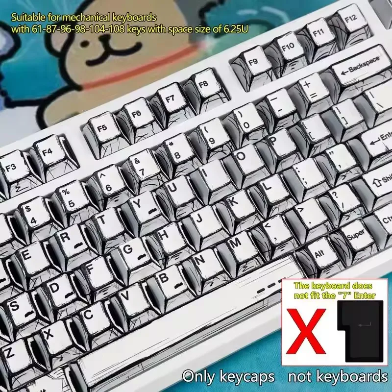 Comic Style Colorful Mixed Light Keycaps Original Factory Height 136 Keys Set Classic Minimalist Style Machine Keycap Decoration