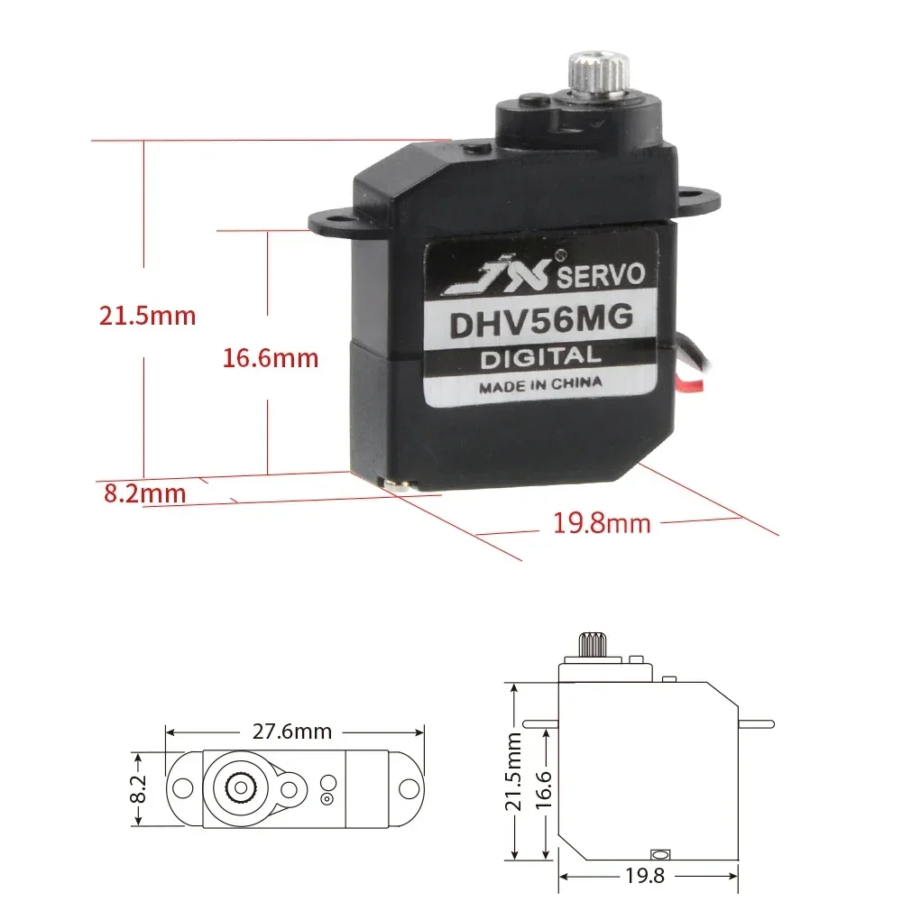 New JX PDI-DHV56MG Mini Coreless Digital Servo 1.2KG Torque Metal Gear HV 4.8~7.4V 180 Degree for RC Fixed Wing Model Airplane