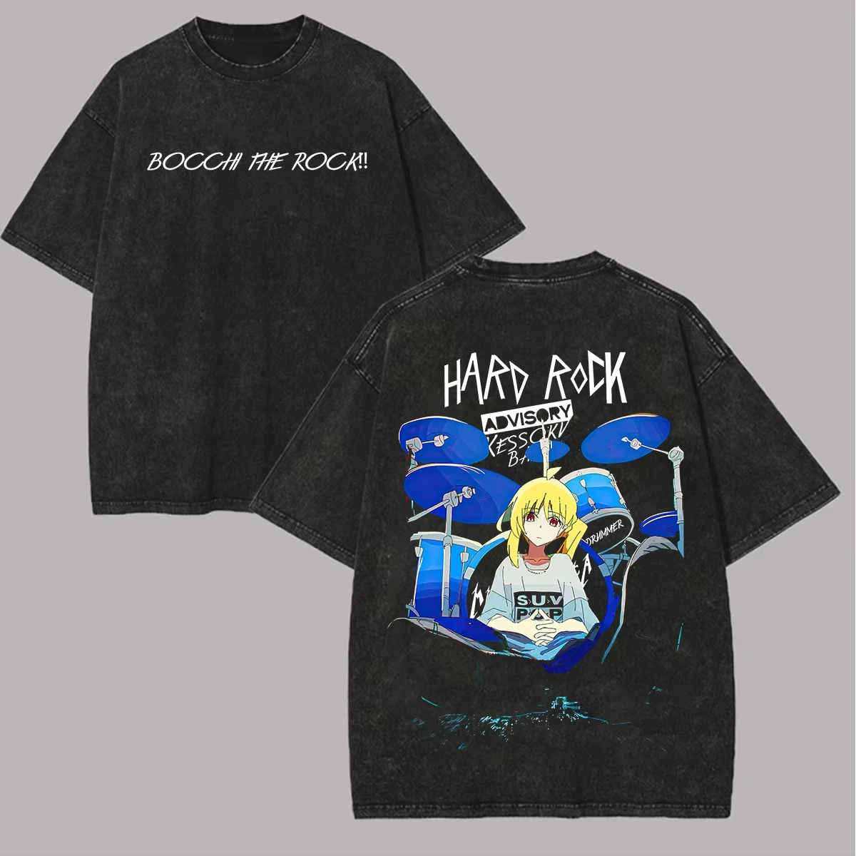 Bocchi The Rock! Shirt Vintage Washed Unisex Oversized Anime Streetwear Soft Cotton Short Sleeve Tee Gift Clothing Tops Hot Sale