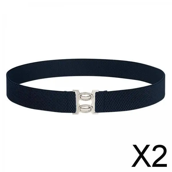 

2xWomen Elastic Waist Belt Casual Waistband for Festivals Birthday Gift Street Deep Blue