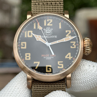 STEELDIVE Men Pilot Watch 46.5mm Bronze Military Automatic Mechanical Wristwatch Diver20ATM Waterproof C3 Luminous Sapphire NH35