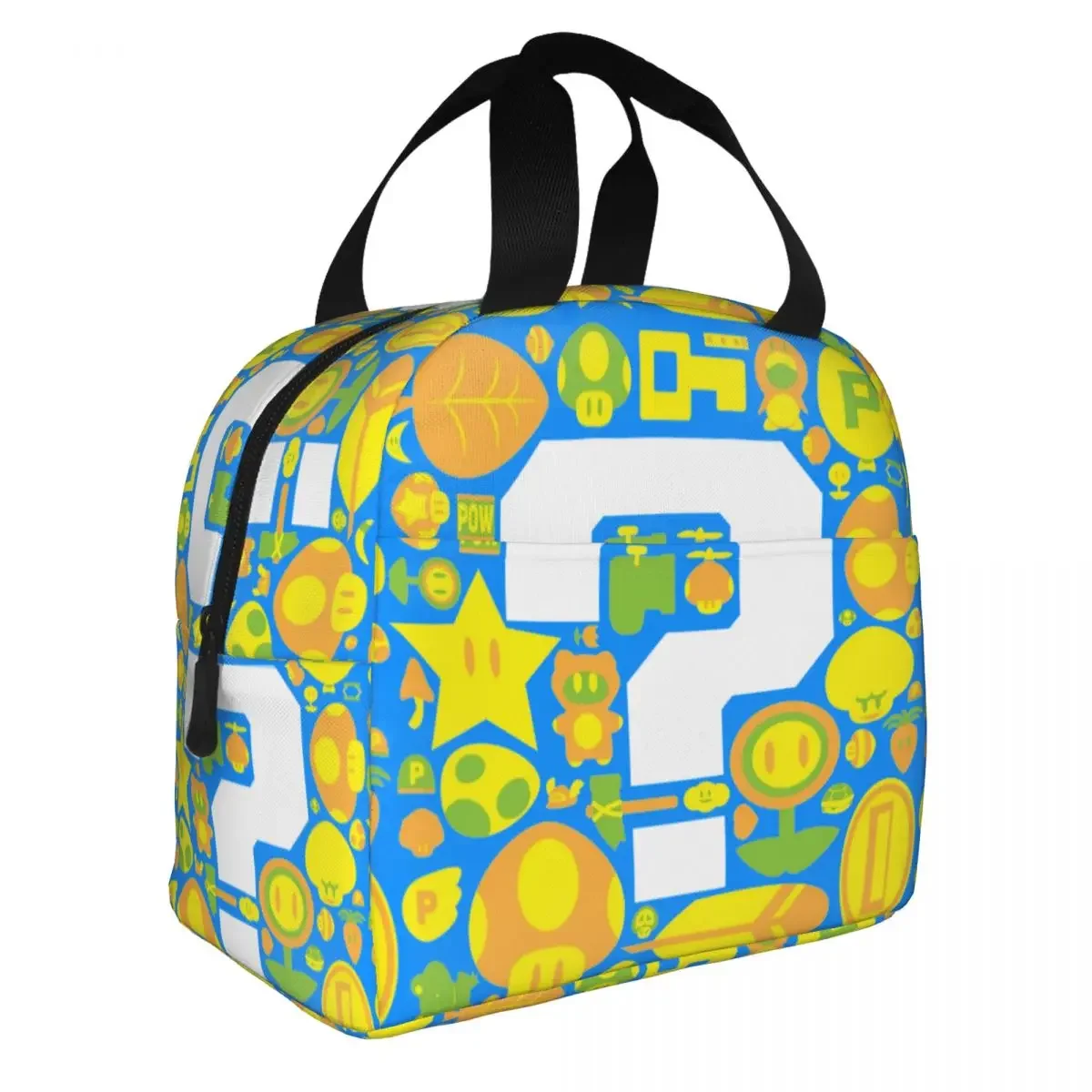 Power Up! Question Block Marios Insulated Lunch Bag Thermal Bag Meal Container Tote Lunch Box Food Bag Office Travel