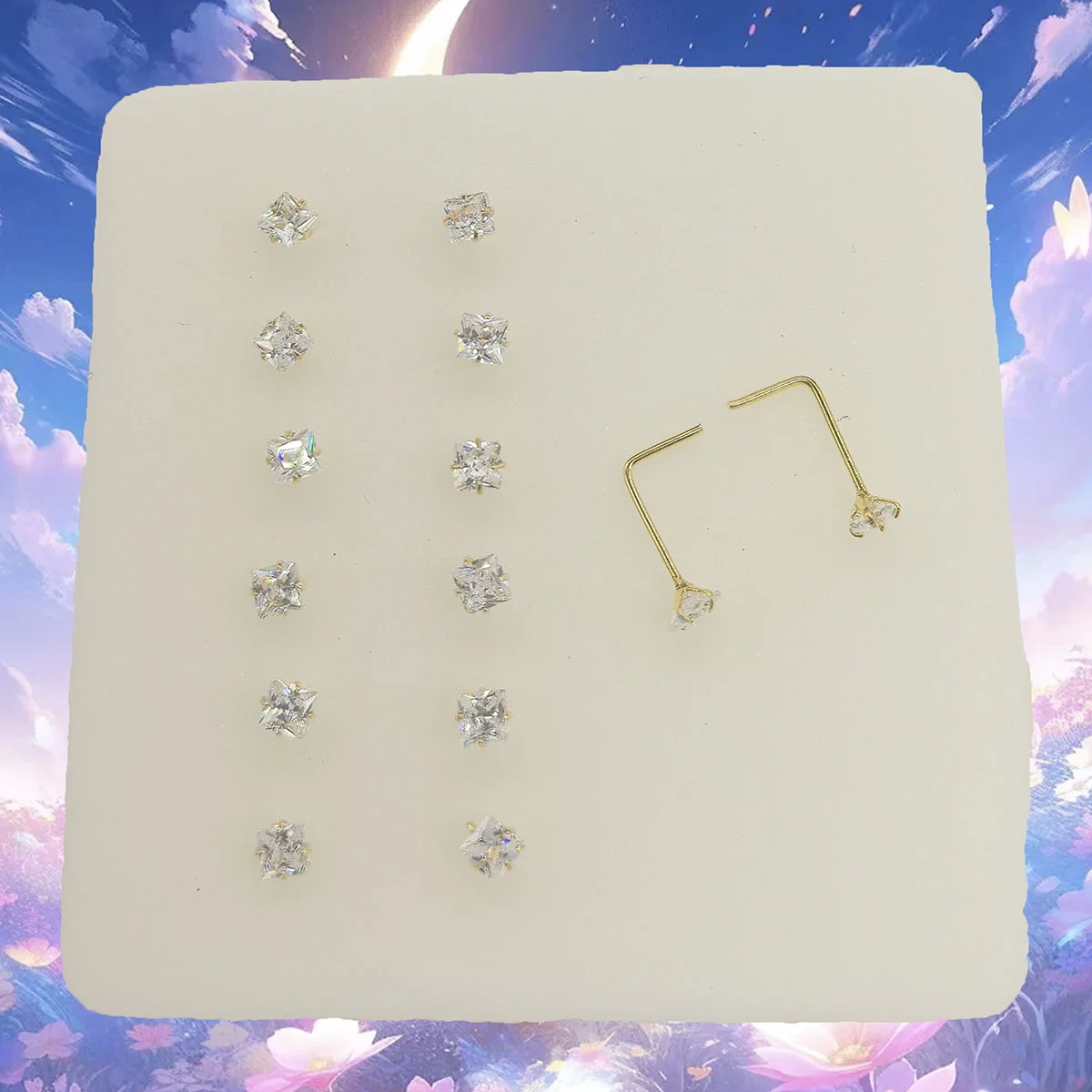 

Простые серьги-гвоздики для носа из стерлингового серебра 925 пробы, миниатюрные, 2,5 мм/0,098 дюйма, квадратные, с цирконием, L-образные, для женщин