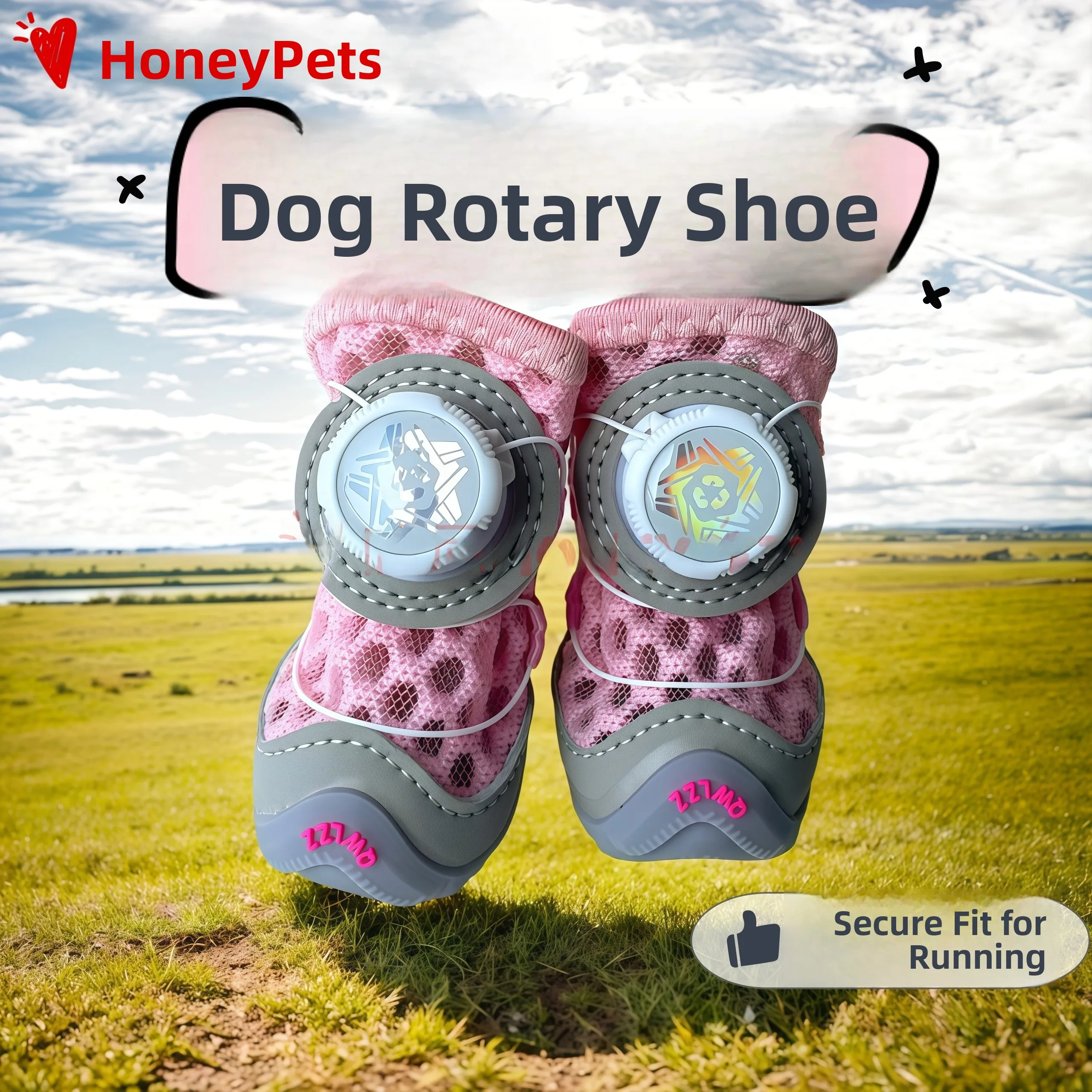 Rotating Button Dog Shoes Soft Bottom Anti-Slip Pet Shoe Covers Breathable Spring Summer Fall off Proof Teddy Small Body Pet
