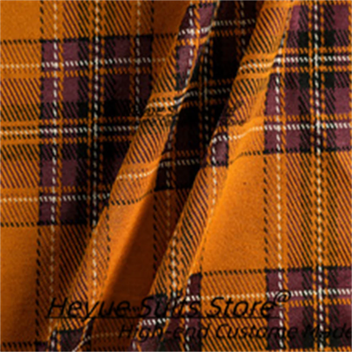 Customized Orange Check Plaid Men Suits Slim Fit Peak Lapel Groom Wedding Tuxedos 3 Pieces Sets Male Prom Blazers Ropa Hombre