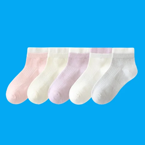 5/10 Pairs Summer Solid Color Socks Breathable Mesh Girls All-match Cream Style Cotton Socks Student Socks 2024 Girls Socks