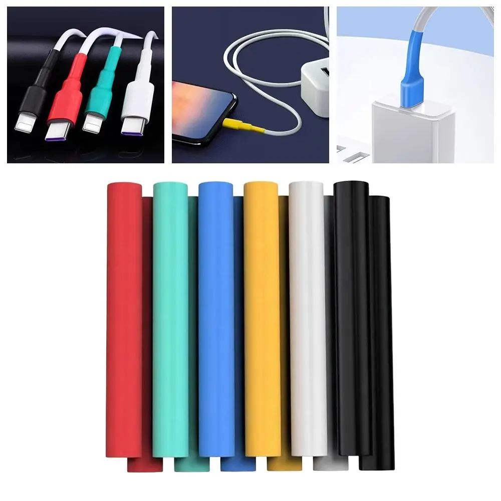 10Pcs Waterproof Charging Cable Sleeve Flexible Wear Resistant Heat Shrink Tubing USB Cable Protector Wire Repair Sleeve