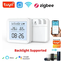 Tuya Smart Home WiFi/ZigBee Temperature & Humidity Sensor LED Backlight Smart Life APP Remote Work With Alexa Google Assistant