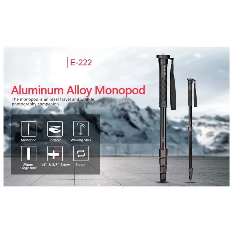 

SB-E222 Photography Walking Stick For Canon Sony Camera Monopod Aluminium Lightweight Video Camera Mount Adapter