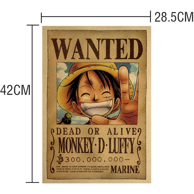 10Pcs Set One Piece Luffy Kraft Paper Bounty Poster Zoro Nami Nico Figures Anime Decorative Painting Wanted Posters Kid Toy Gift