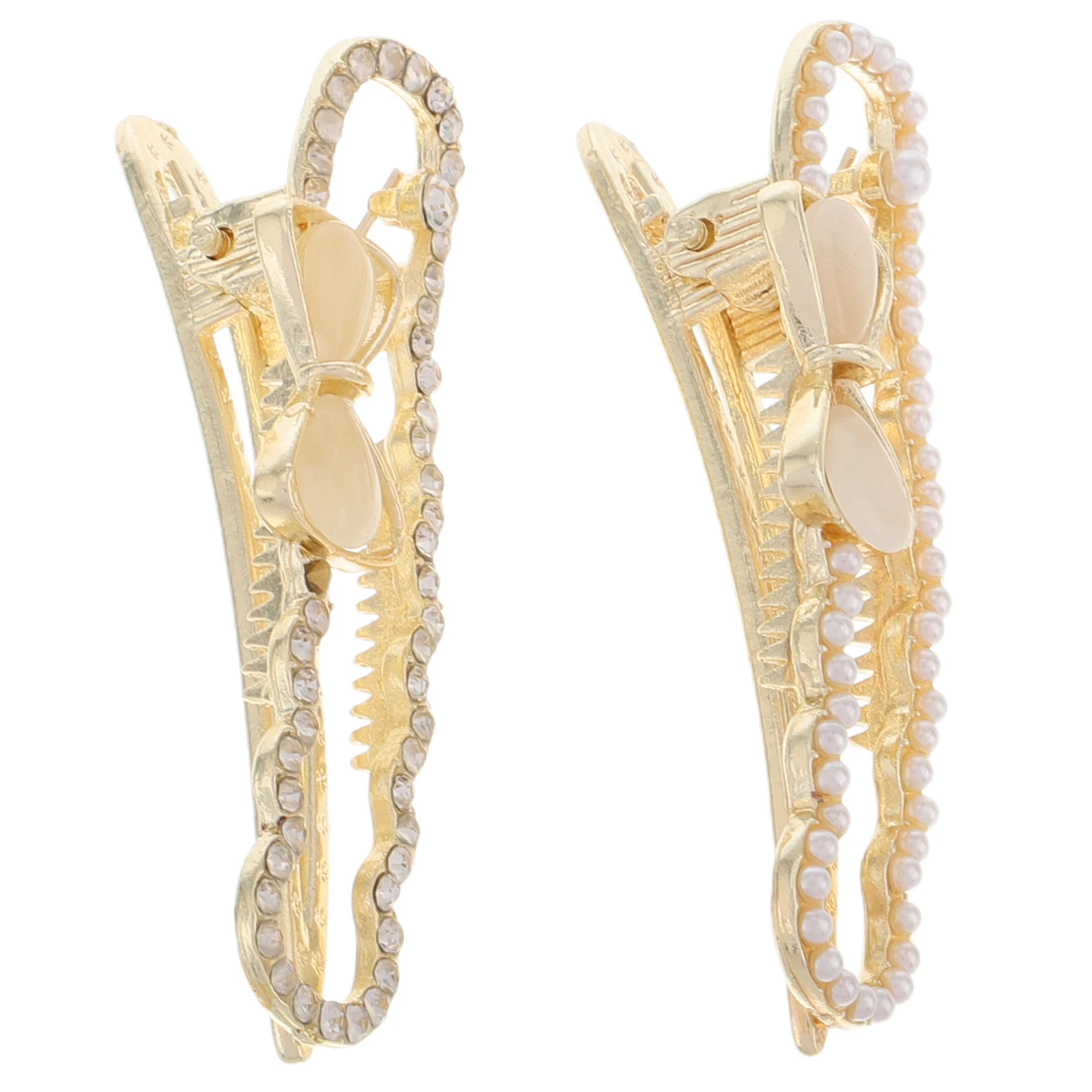 

2 Pcs Duckbill Hair Clip Daily Wear Accessories Issue Card Rhinestone Bow Hairpin Headwear