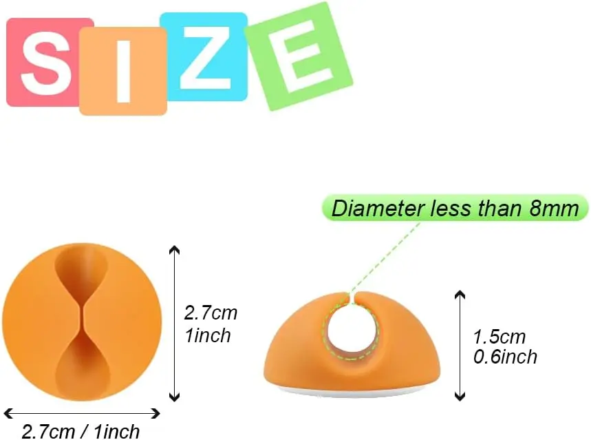 Cable Clips, Desk Cable Drop, Desk Wire Clips for All Your Computer, Electrical, Charging or Mouse Cord (Colorful,6pcs)