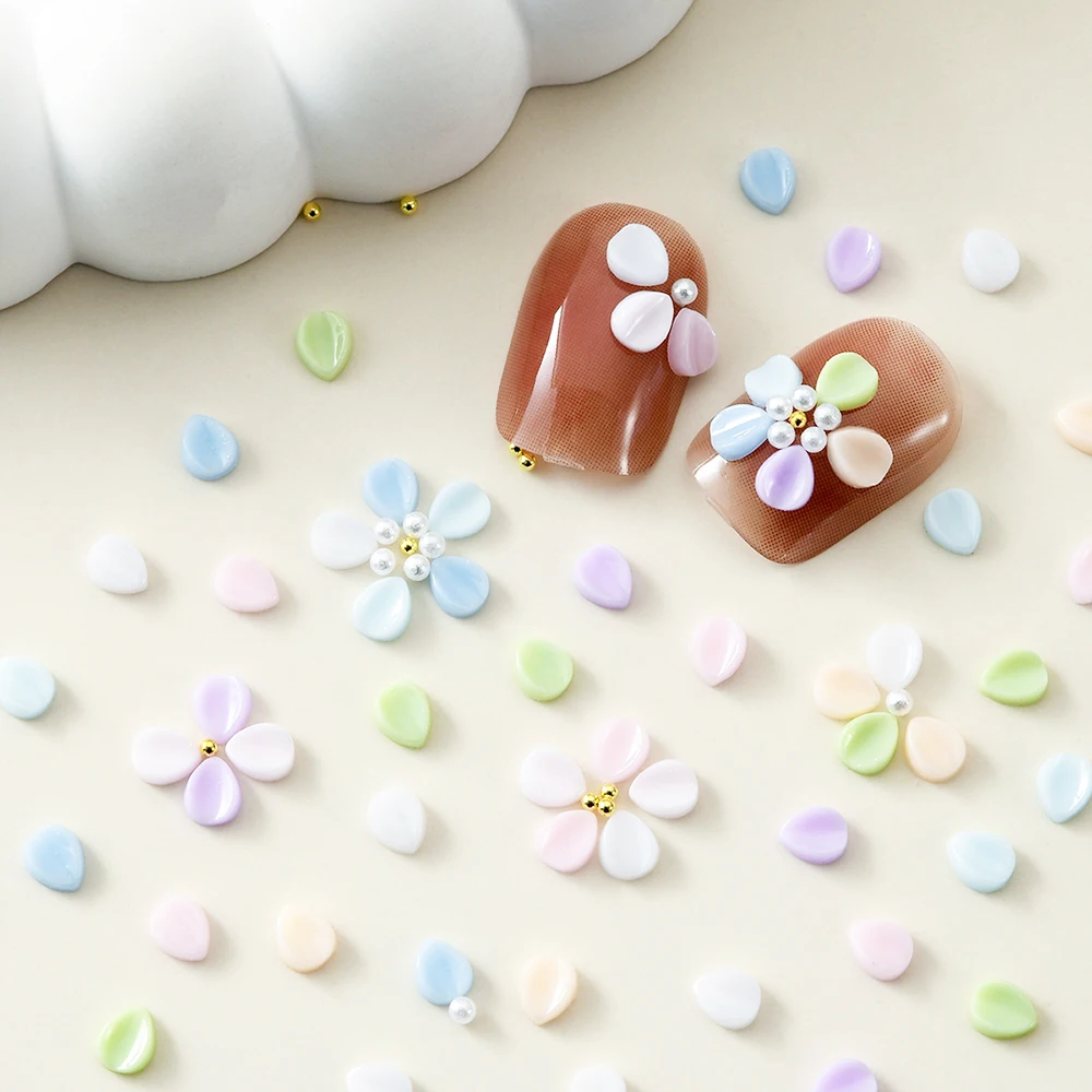 1 zak gemengde bloemen kralen nagel charme voor doe-het-zelf acryl bloem nagels steentjes met parels ontwerp schattige bloemen manicure decor