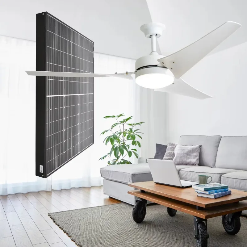 Solar Commercial Ceiling Fan with Light for Indoor/Outdoor Home Living Room and Warehouse