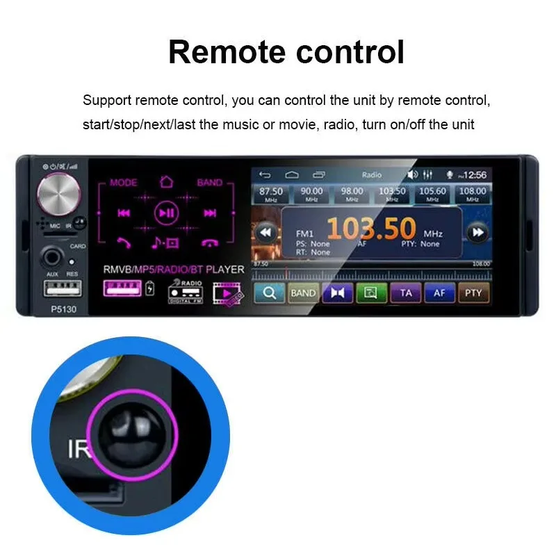 

4'' 2USB 1 Din Car Radio Full Touch Screen BT FM Stereo AM RDS MP5 Player