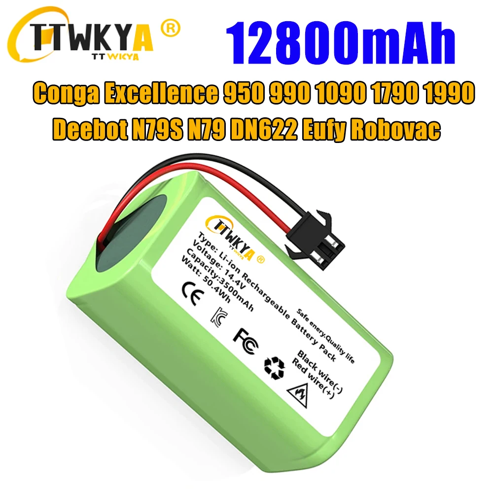 Original 14.4V 6800mAh Replacement Battery for Conga Excellent 990 1090 1790 1990 Deebot N79S N79 DN622 Robovac 11 Tesvor X500