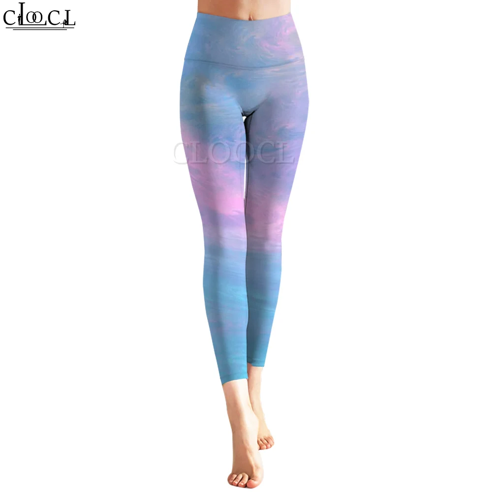 CLOOCL Leggings da donna Stretti ed eleganti Abbigliamento da yoga Pantaloni con stampa cielo nuvoloso Pantaloni da jogging Pantaloni da esercizio Leggings a vita alta