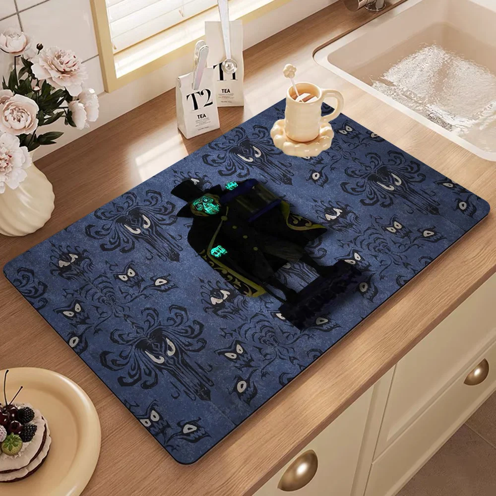 Disney Haunted Mansion Kitchen Absorbent Pad Dry Draining Mat Sink Washstand Coffee Machine Table Placemat Faucet Anti Splash