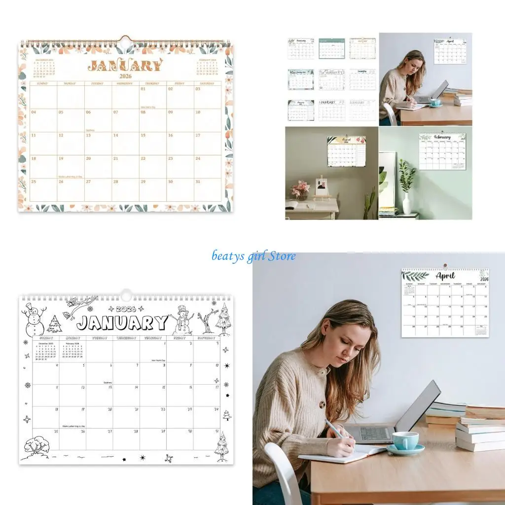 

C7AB 2026-2027 Wall Calendar 18 Month Calendar Planner Runs from Jan 2026 to Jun 2027