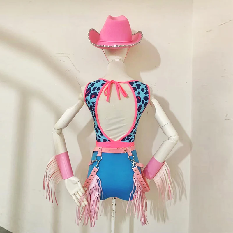 Kostium do tańca Gogo w klubie nocnym Cow Boy 2025, strój hip-hopowy, jazzowy, body w panterkę, ubranie na imprezę, do baru, dla DJ-a, odzież rave yj425