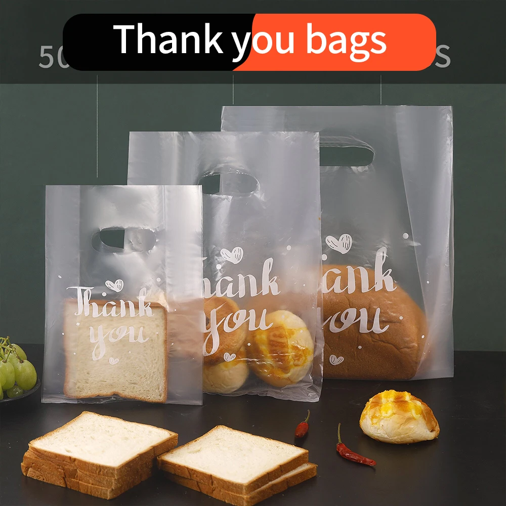 

S:500/M:300/L:200Pcs Thank You Gift Bags - Perfect For Bread, Candy, Snacks, And Desserts, Clothes- Plastic Carrier Bags packing