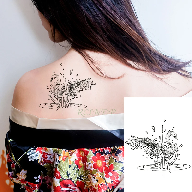 Водостойкая-временная-татуировка-наклейка-мультяшный-лебедь-птица-маленькое-искусство-черная-поддельная-татуировка-флэш-тату-рука-рука-назад-для-детей-мужчин-женщин