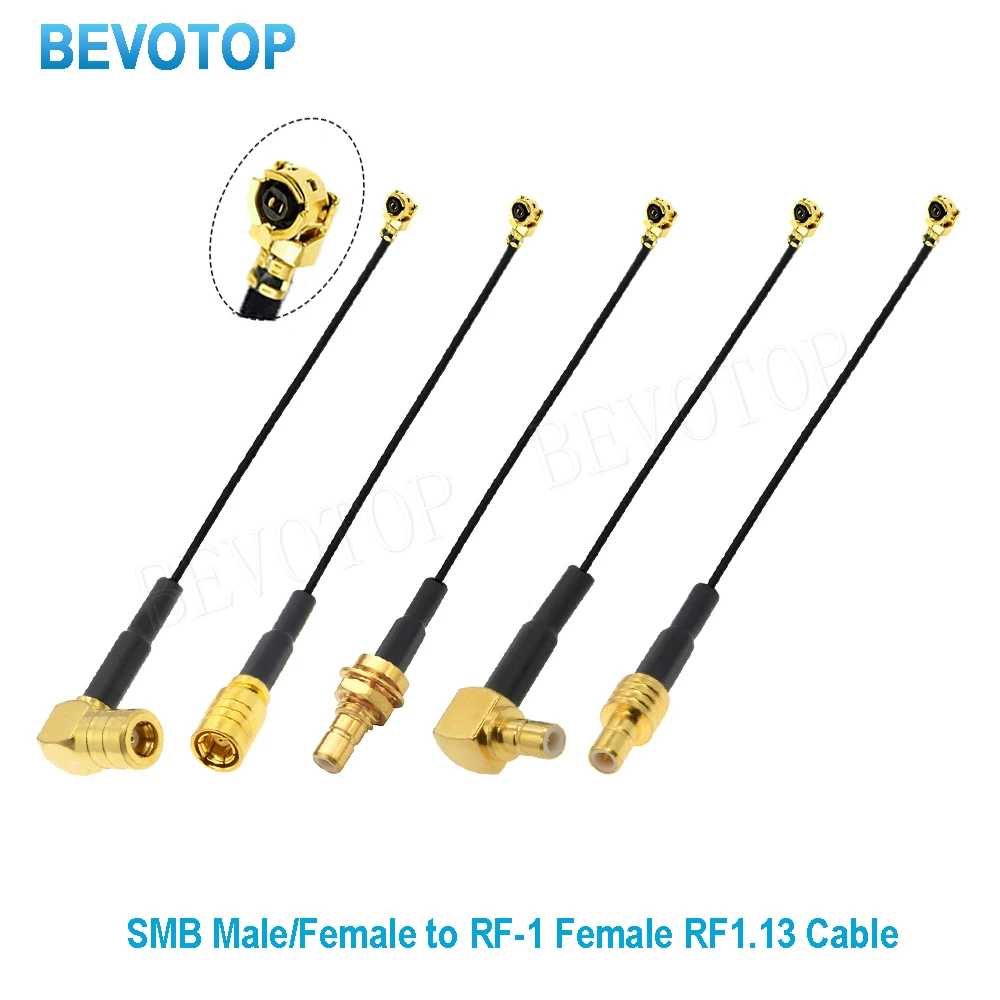 1PCS SMB Male/Female Connector to uFL/IPX/IPX-1 Female RF1.13/RG178 Cable Pigtail Extension Jumper for Radio Antenna Gold Plated