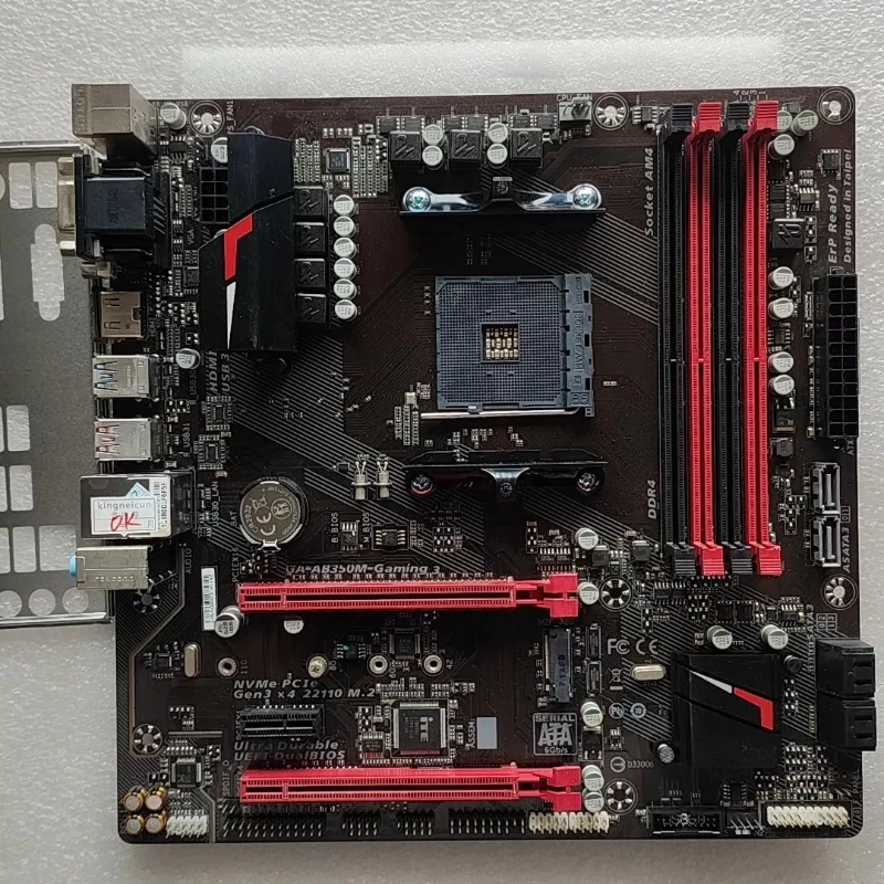 Tarjeta Madre GA-AB350M-Gaming 3 Micro ATX Usada, Socket AM4, Puerto M.2 HDMI, Compatible con AMD Ryzen, RAM DDR4, para GIGABYTE