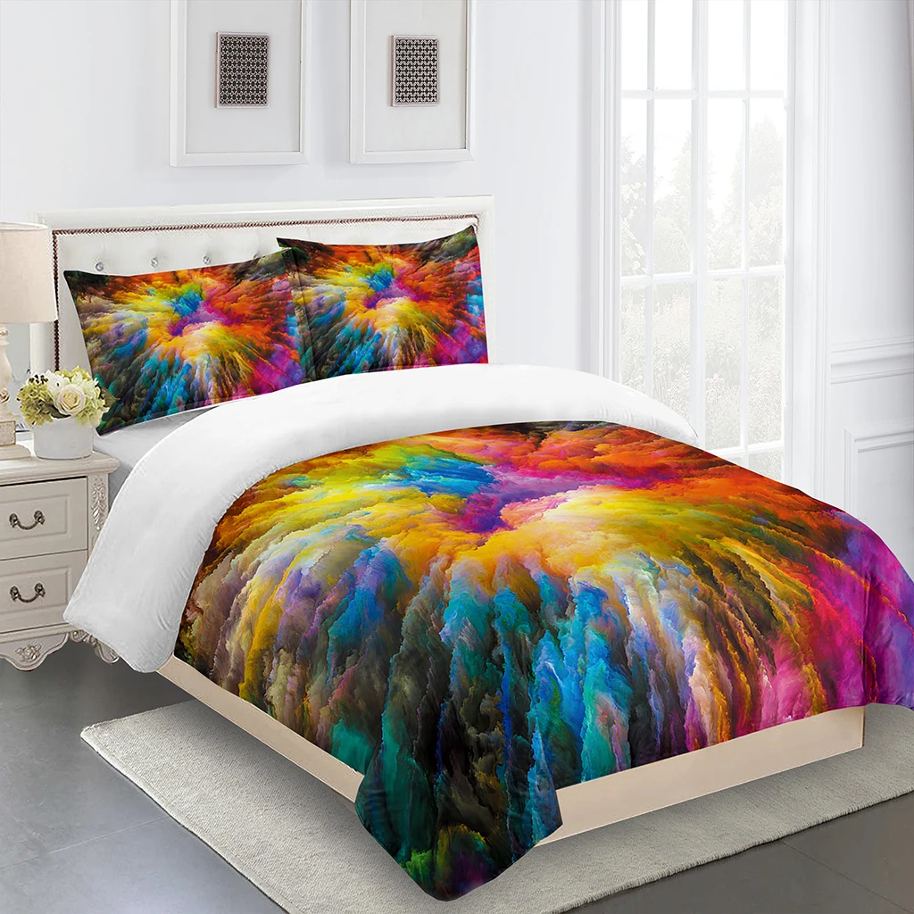 

Watercolor Multi-color 3D Printed Bedding Set, Duvet Covers, Pillowcases, Comforter Bedding Set, Bedclothes