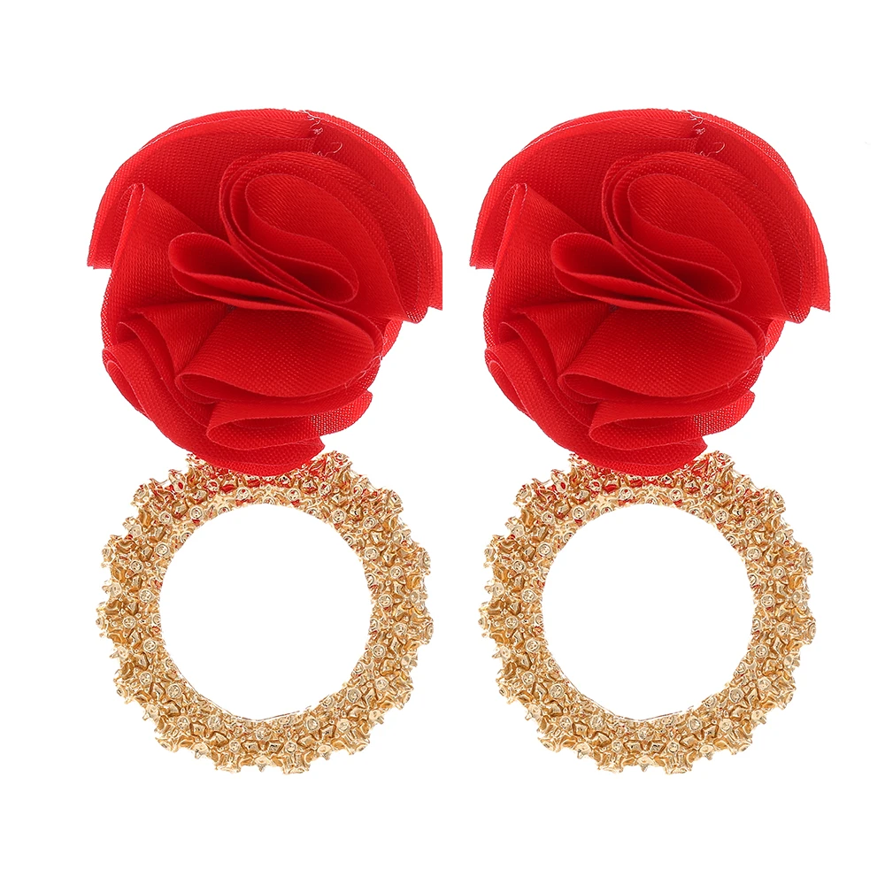 Juran Wholesale Fashion Flower Handmade Drop Earrings Crystal Red Rose Flower Stud Earring For Women Party Jewelry 24 Styles