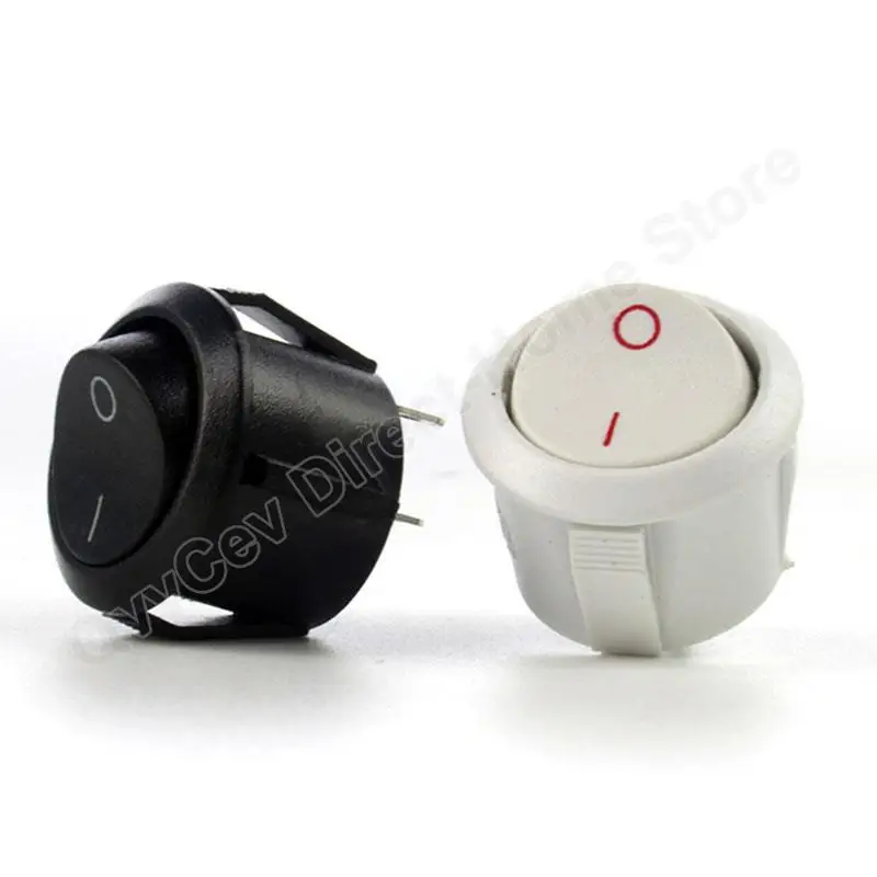2Pin Terminals ON/OFF Round Boat Rocker Switch LED 6A 250VAC 10A 125VAC Power Push Button Switch Black White