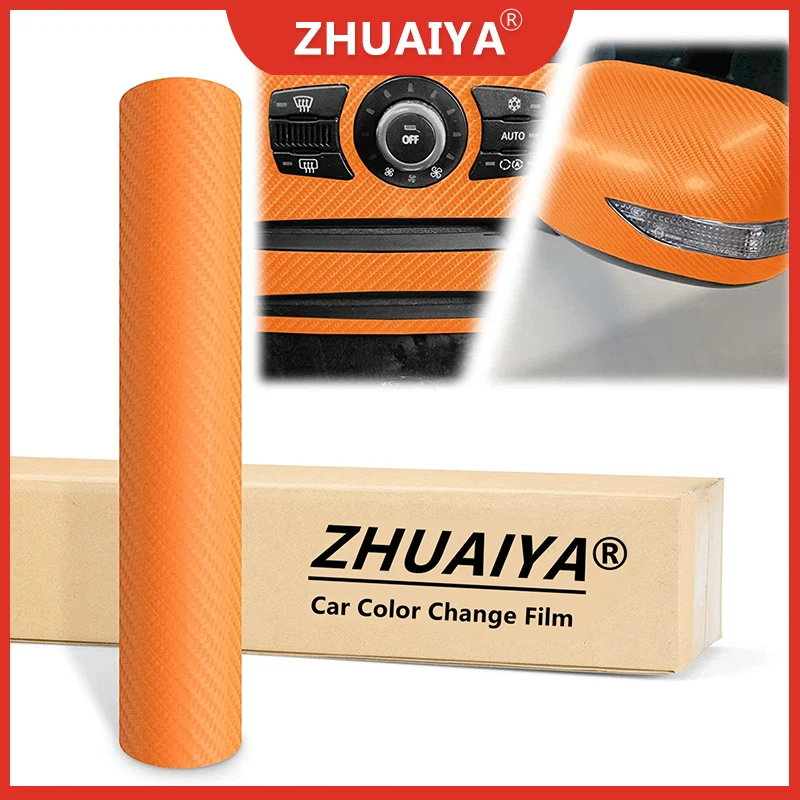 

Car Color Change Film Orange 4D Carbon Fiber Semi Gloss Shiny Vinyl Wrap Sticker Decal Car Auto Vehicle Motorcycle Film