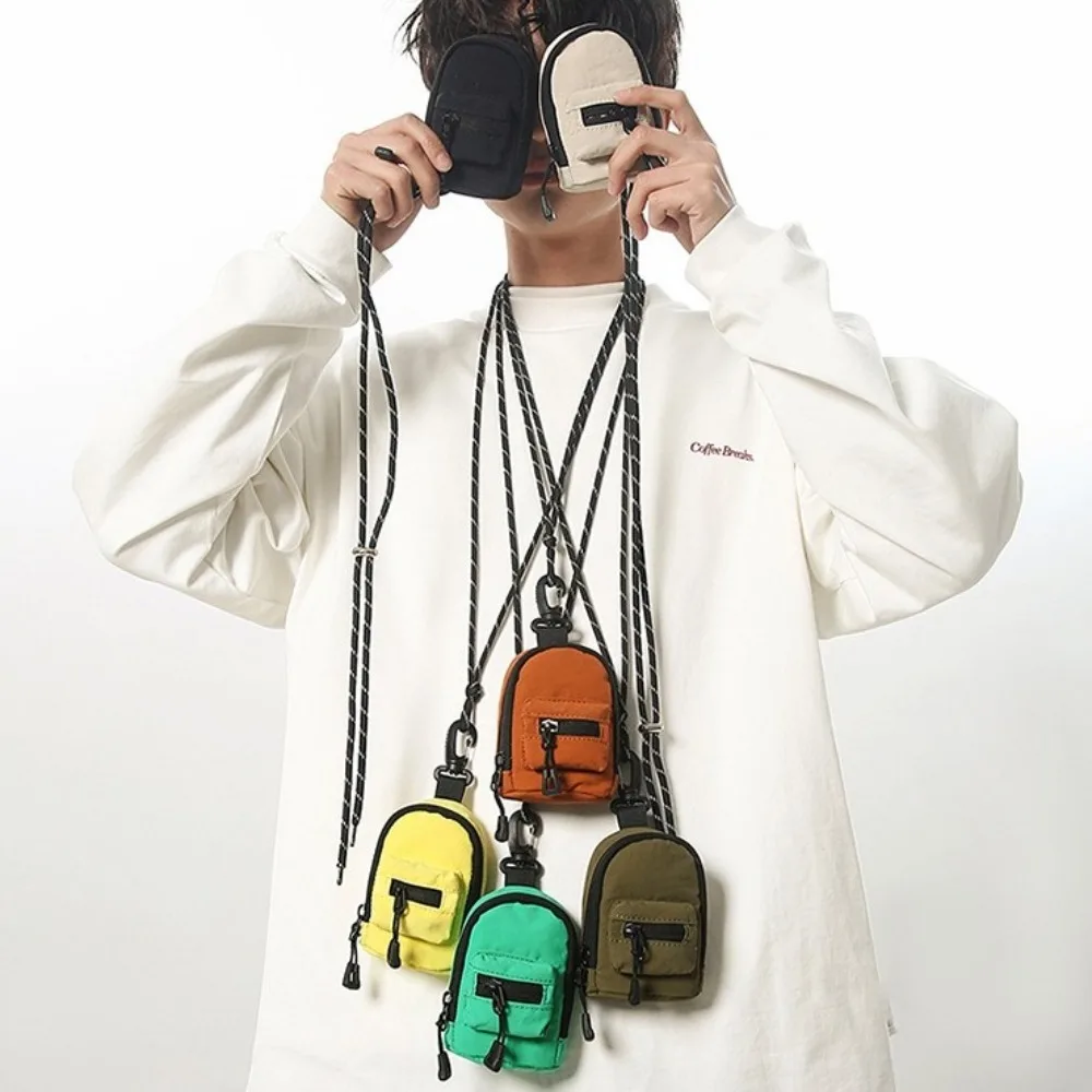 

Nylon Hanging Neck Coin Purse Multifunction Crossbody Bag Lanyard Shoulder Bag Korean Style Earphone Storage Bag