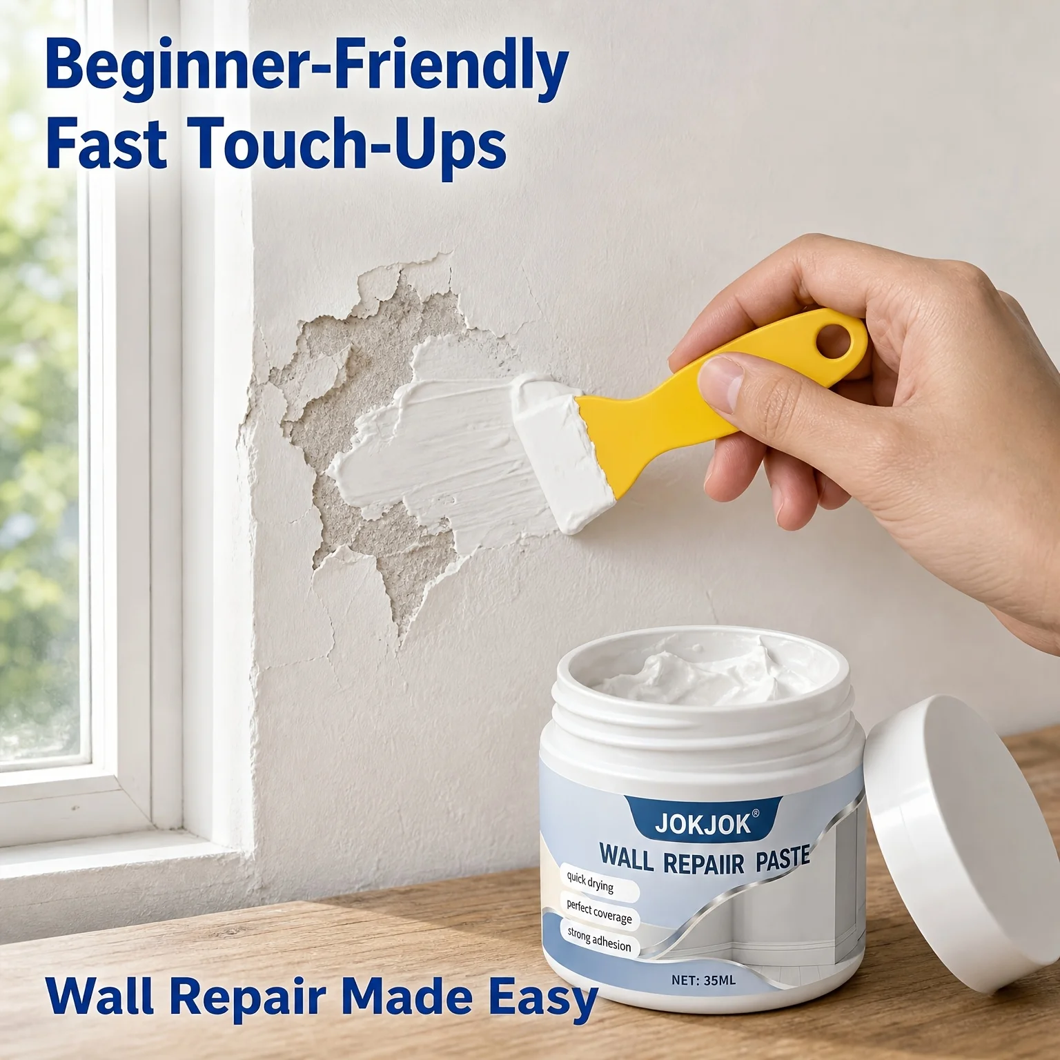 Quick-Drying Wall Repair Putty Crack-Resistant Sand-Free Drywall Joint Compound for Peeling Drywall Cracks And Nail Holes around Door Frames