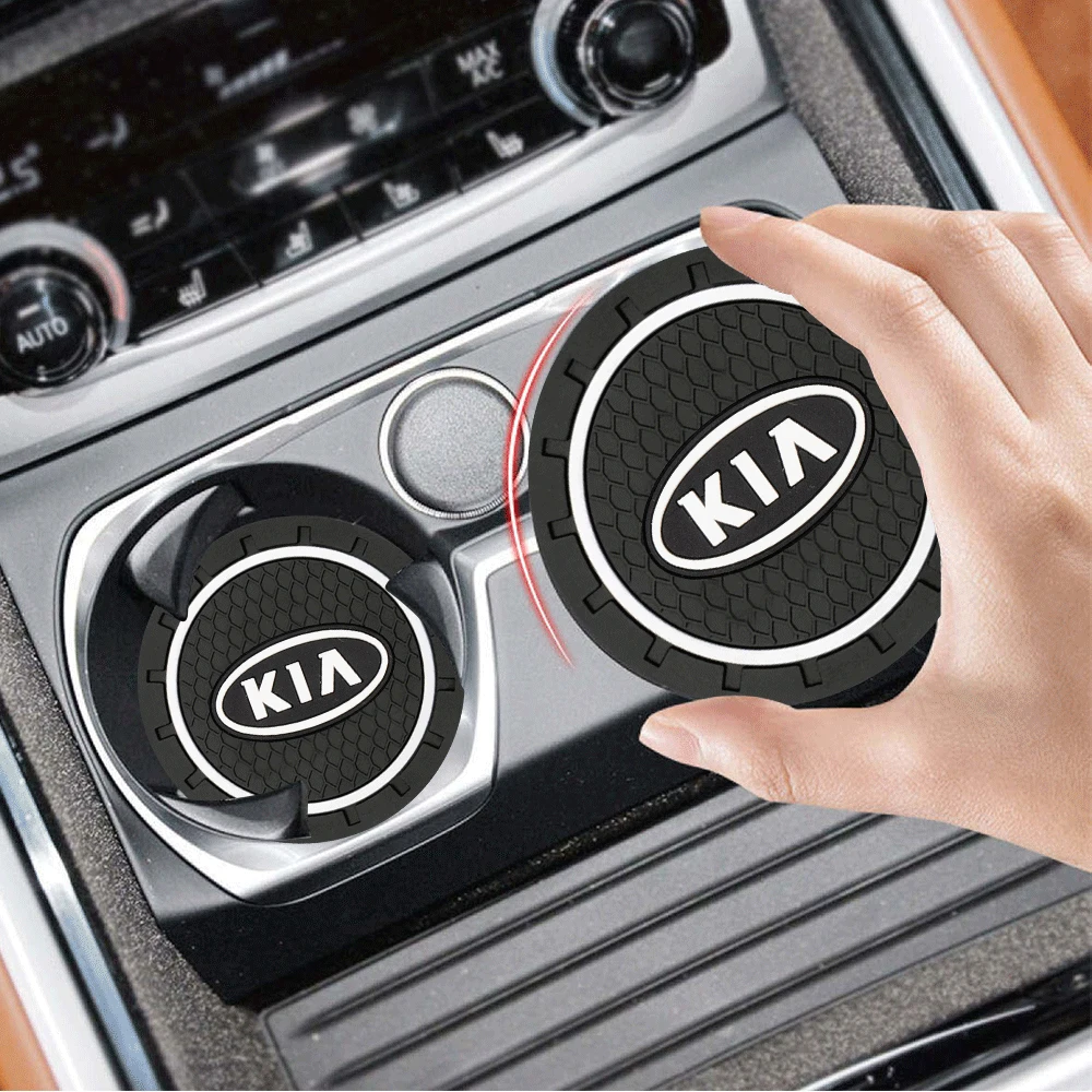 1/2PCS Car Coaster Silicone Water Cup Slot Non-Slip Mat for Kia Sportage Rio 3 Soul Picanto EV6 Cerato Niro Telluride Sorento