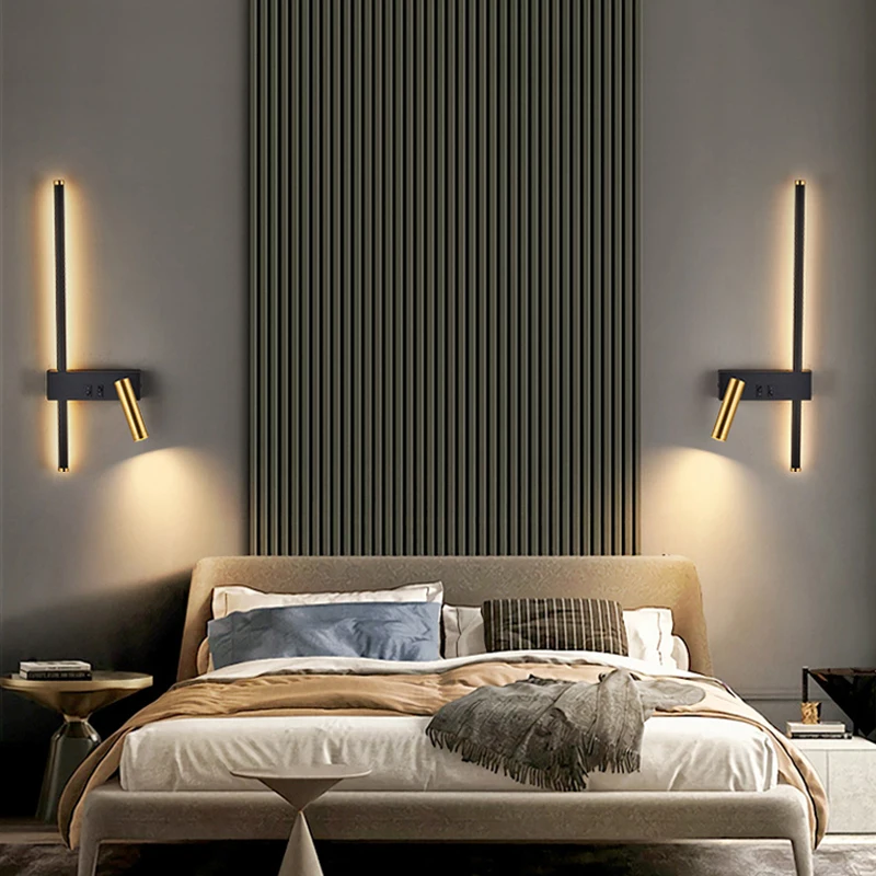 Nordic Wall Light 360 Degree Rotation LED Reading Night Lamp Adjustable With Switch For Hotel Bedroom Indoor Decor Lighting