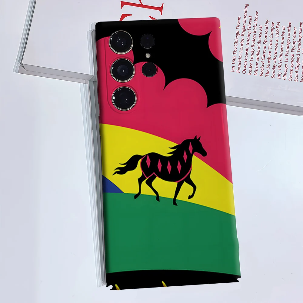 Pop Art Horse Pink Clouds Luxury Fashion Full Lens Protective Case for Samsung Galaxy S26 S25 S24 A56 A36 Plus Ultra