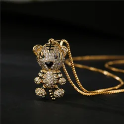 Exquisite and Cute Tiger Necklace Fashion Personality Movable Limbs Animal Pendant Niche Long Clavicle Chain Party Gift