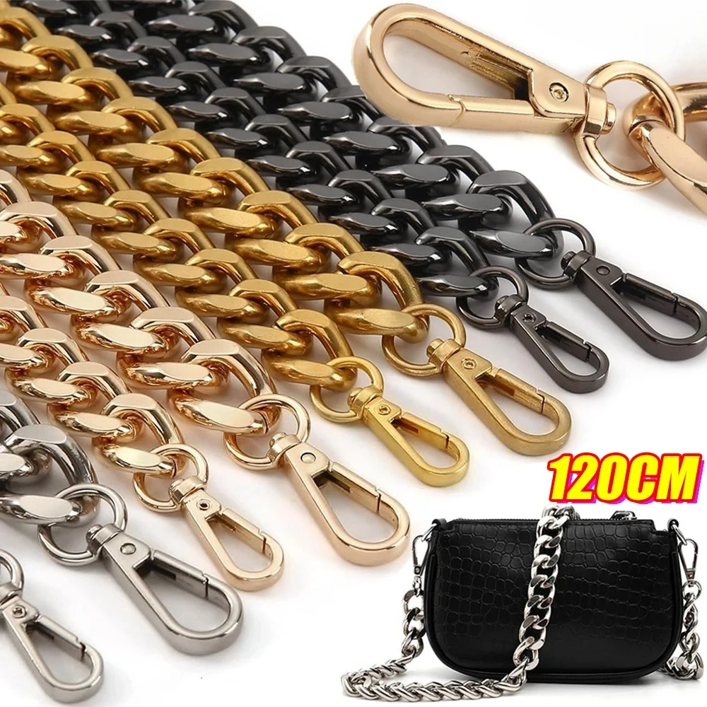 120cm Metal Aluminum Bag Chain Replacement Parts Accessories for Hand-Woven Shoulder Handbag DIY Handmade Detachable Straps