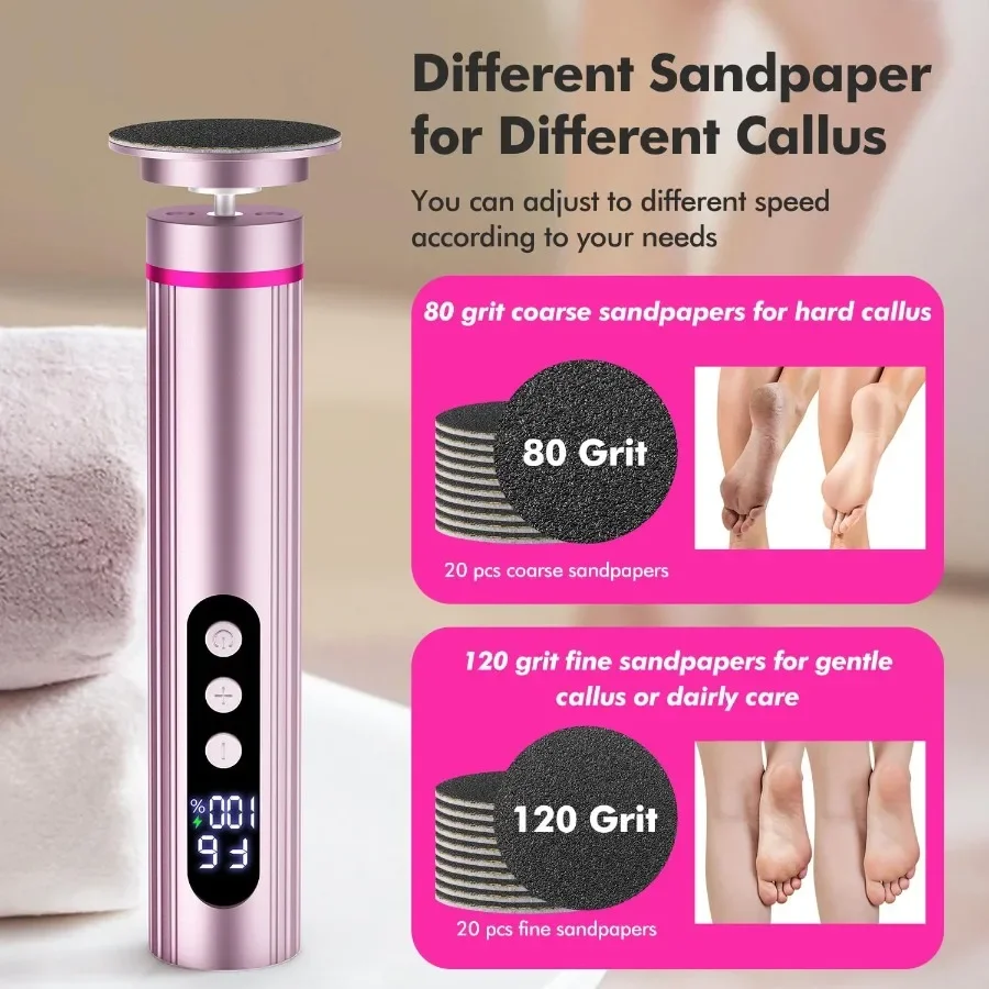 Removedor de callos de pies eléctrico inalámbrico 2 en 1 con herramientas de pedicura profesionales de 13000RPM para uso doméstico San de pie de Metal recargable